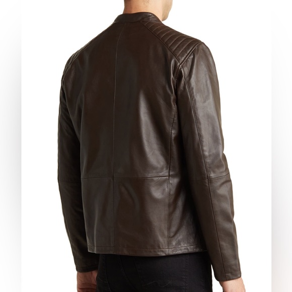 John Varvatos Soft and Luxurious Genuine Sheep Leather Racer Jacket Dk Brown-szL - Picture 2 of 15